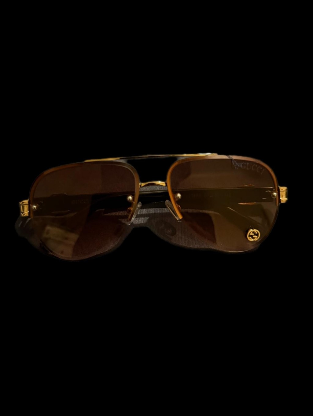 Gucci Brown And Gold Pilot Sunglasses